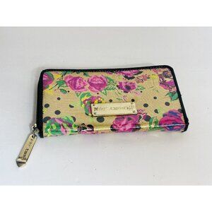 Betsey Johnson Vinyl Zip Around Wallet Gold Floral